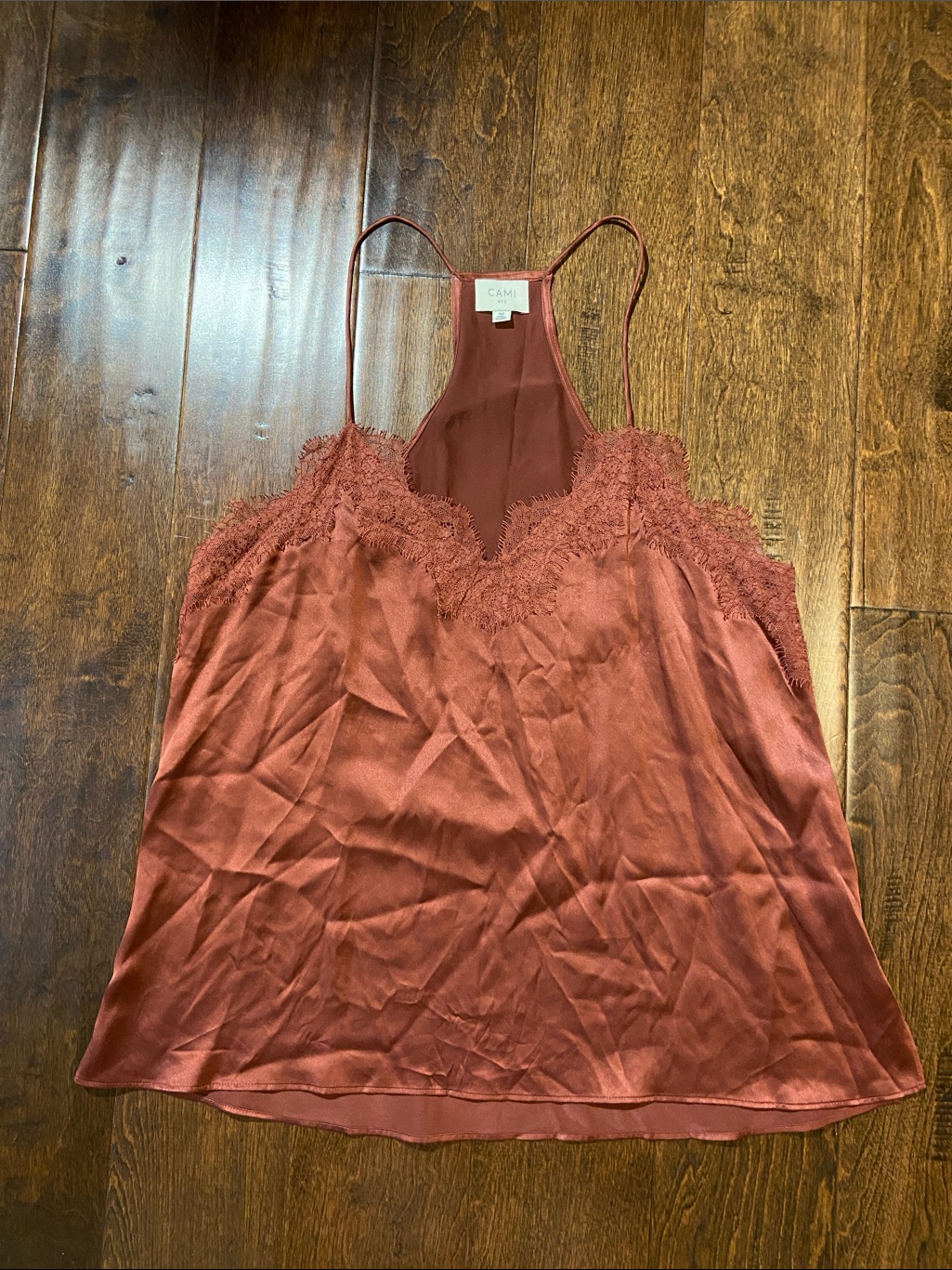 Cami Nyc Racer Silk Camisole Burgundy Sz M